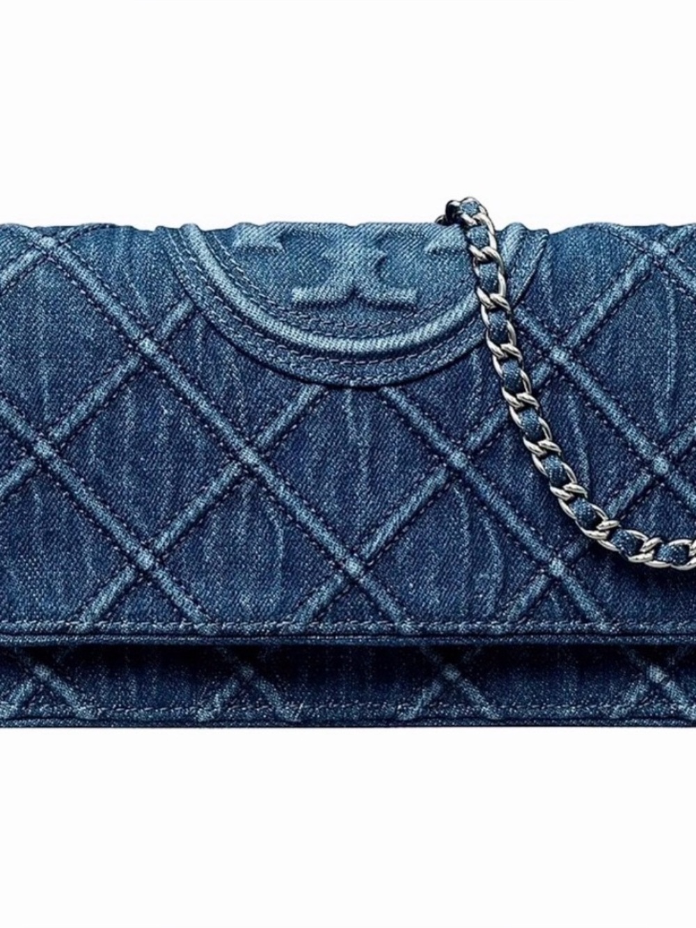 Tory Burch Fleming Denim Shoulder Bag Crossbody New